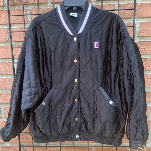 Vintage 90's Nike Court Quilted Jacket Snap Button - Picture 3 of 8